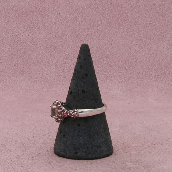 chuck clemency sterling silver morganite & pink tourmaline halo ring size 8.75 - Picture 2 of 3